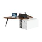 Modern Butterfly-Shaped Office Workstation Desk with Central Storage and Privacy Divider Screen
