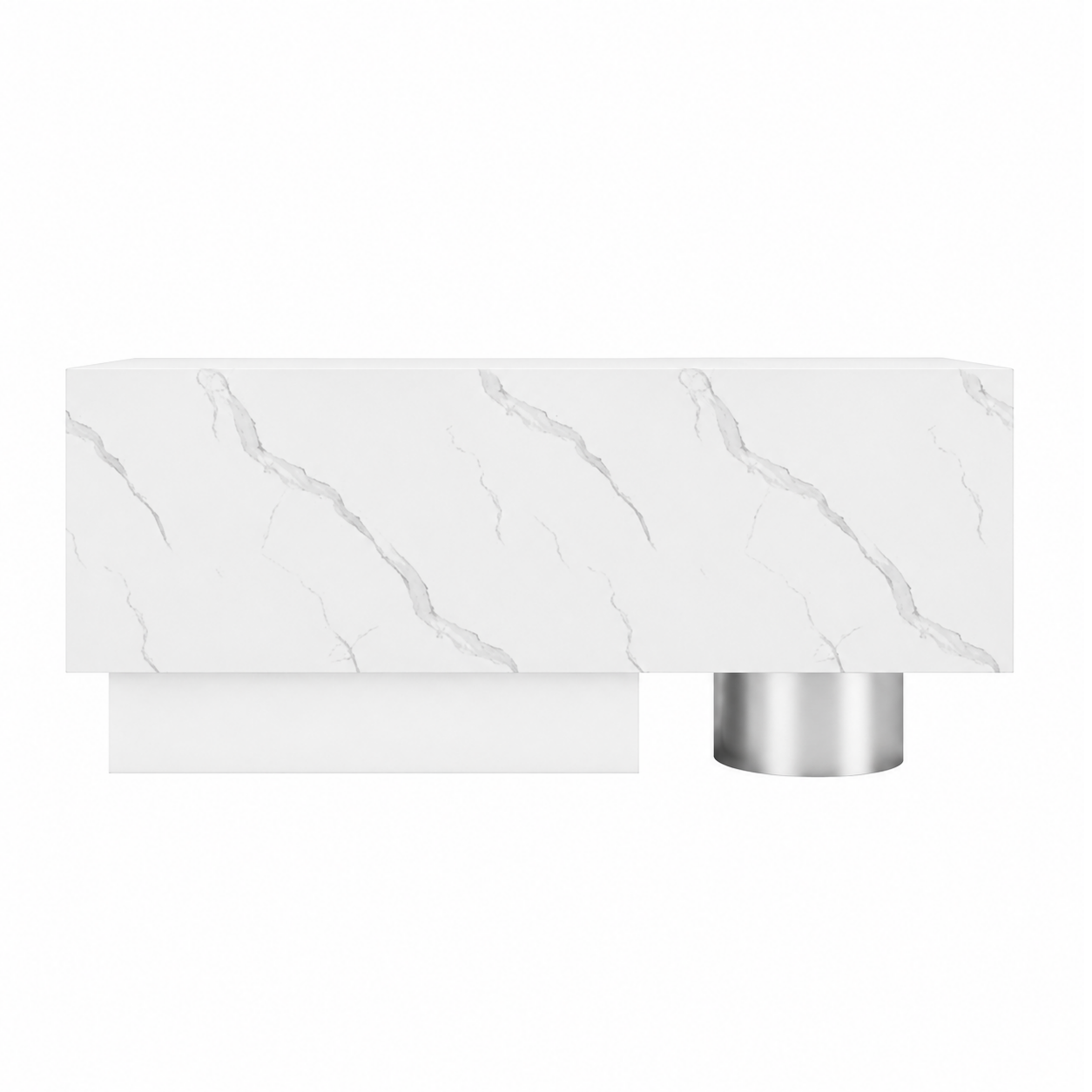 Luxury Travertine-Look Reception Counter with Modern Curved Design