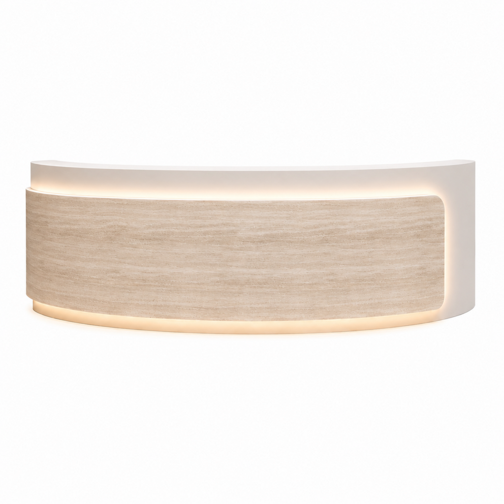 Premium Curved Reception Counter with Integrated LED Lighting