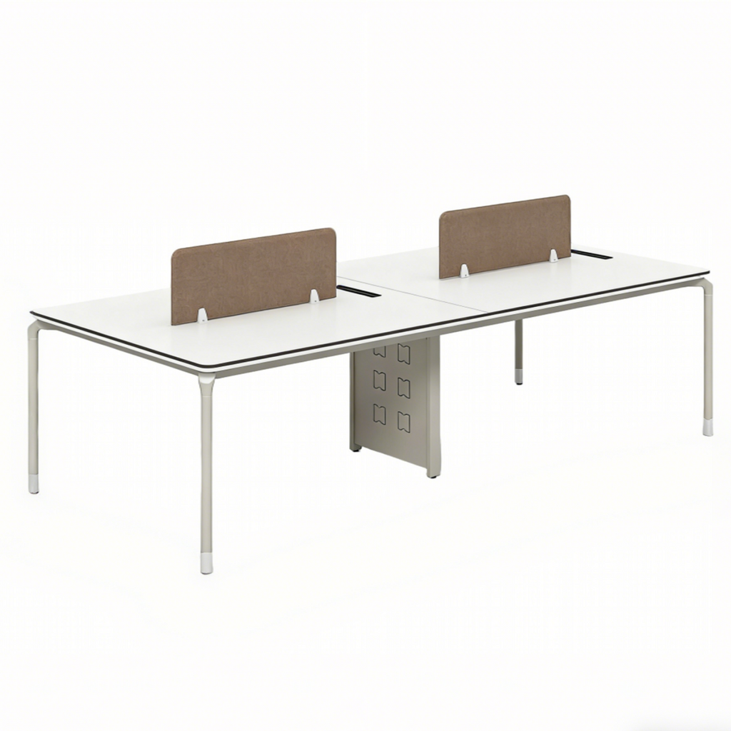 Bench Workstation Desk with Privacy Screens and Mobile Pedestals