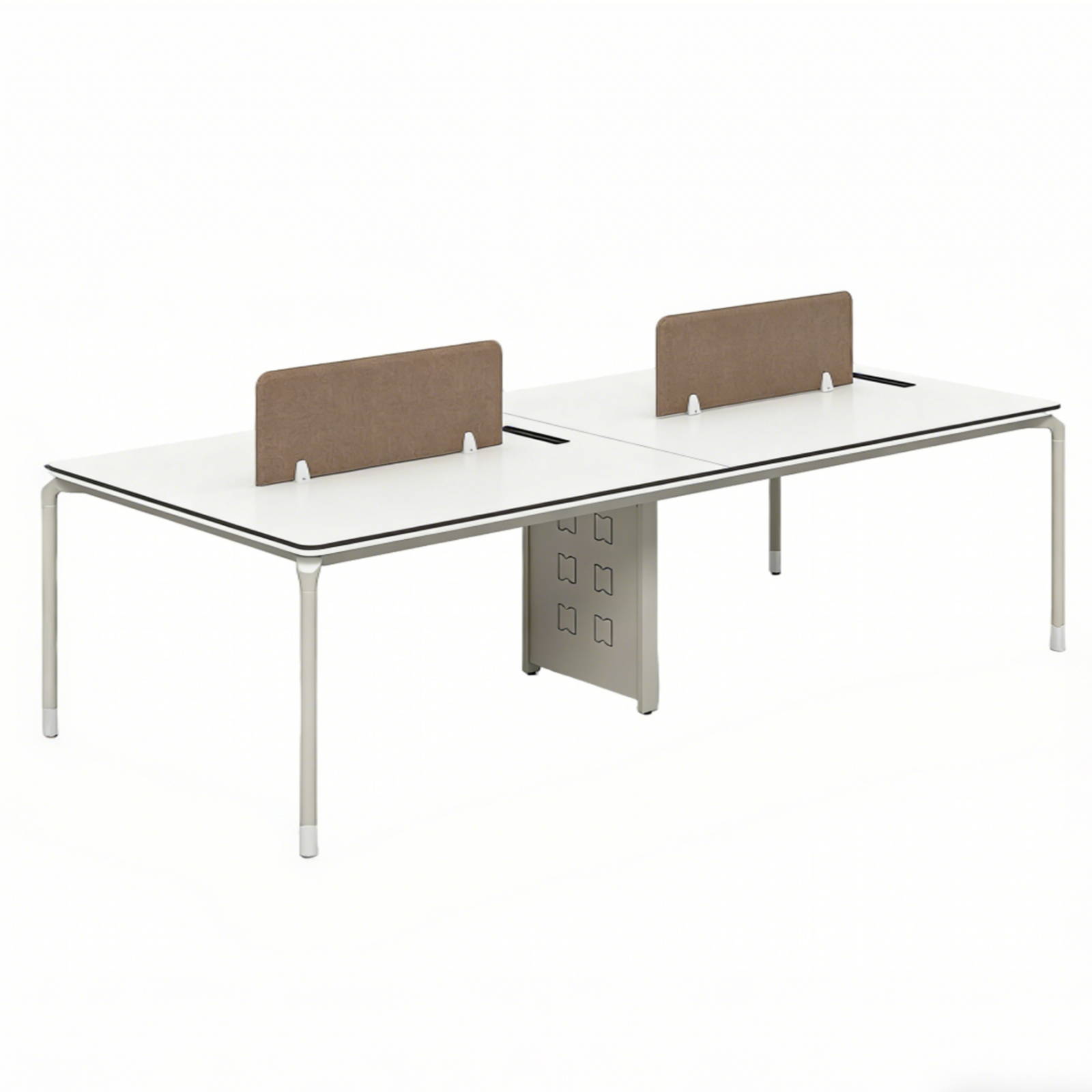 Bench Workstation Desk with Privacy Screens and Mobile Pedestals