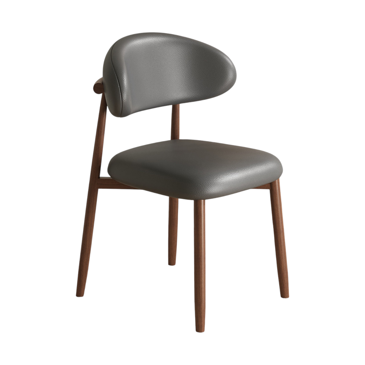 Modern Upholstered Home Chair With Curved Backrest And Steel Legs