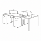 Collaborative Office Workstation Desk with Privacy Screens and Integrated Storage