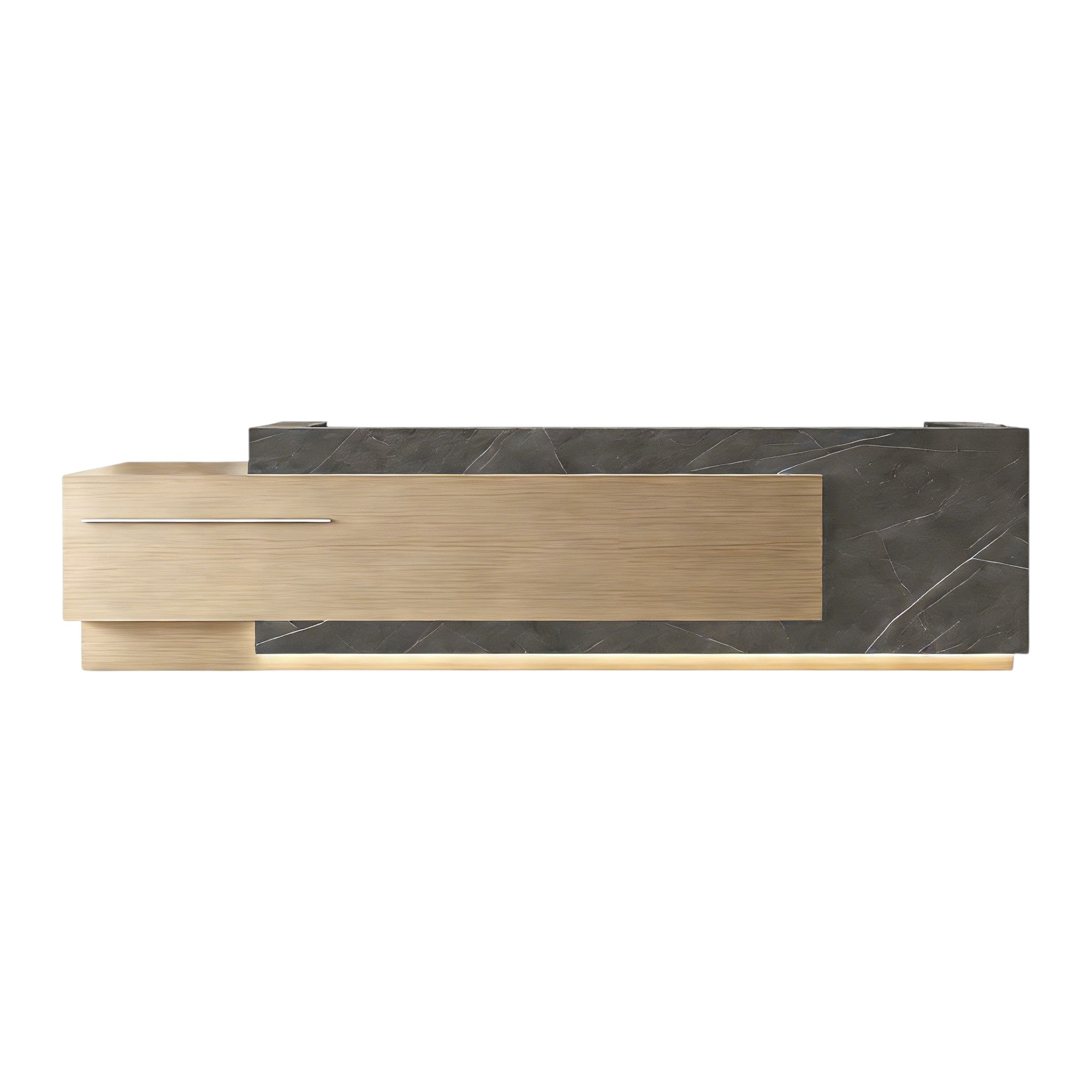 Corporate Reception Counter with Timber Inlay and LED Glow