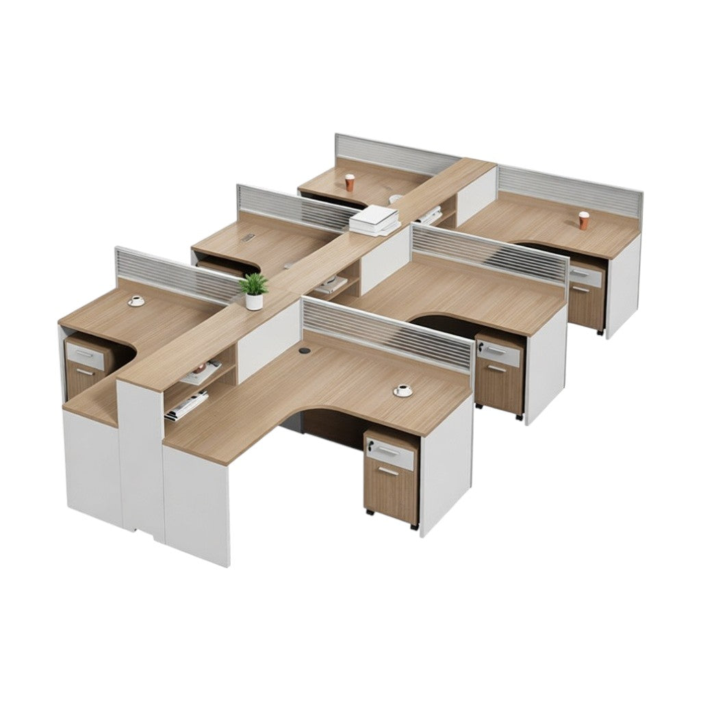 Professional Collaborative Office Workstation System featuring Integrated Privacy Panelling and Matching Storage Solutions