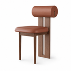 Modern Dining Chair with Upholstered Seat and Cylindrical Backrest