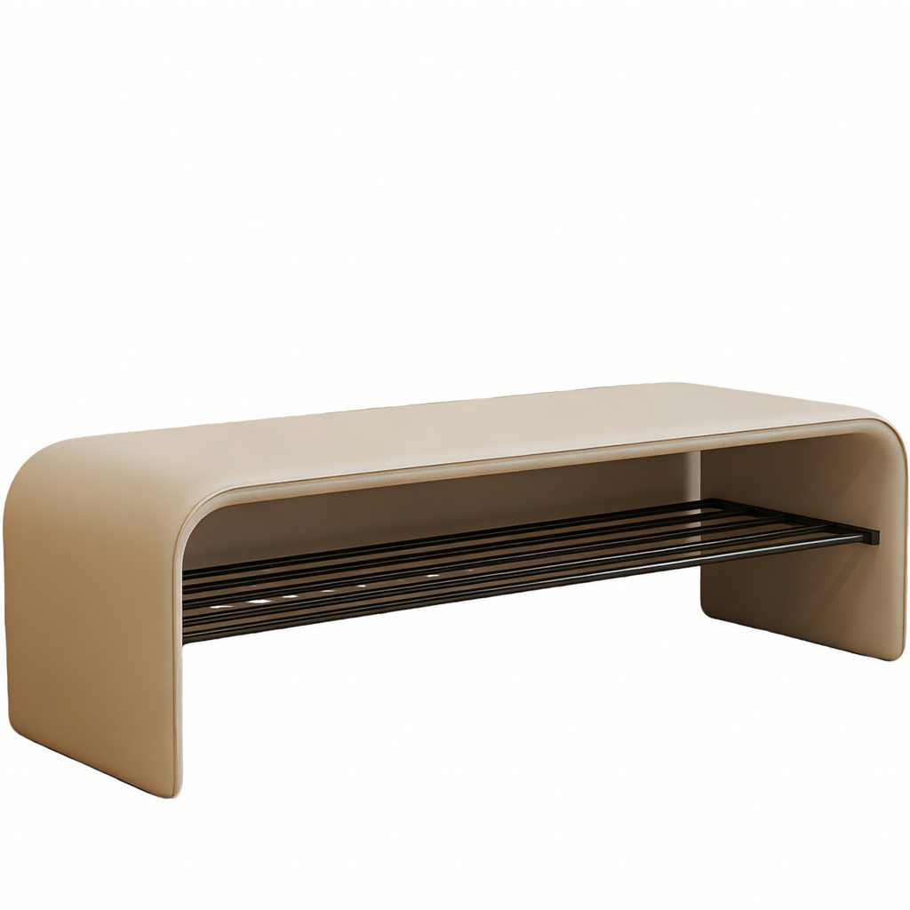 Padded Hallway Shoe Bench with Dual Rails