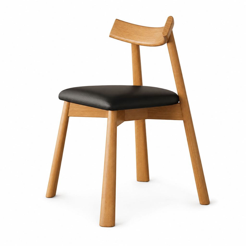 Modern Solid Wood Dining Chair with Ergonomic Backrest