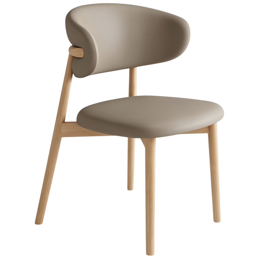Modern Upholstered Home Chair with Curved Backrest and Solid timber Legs