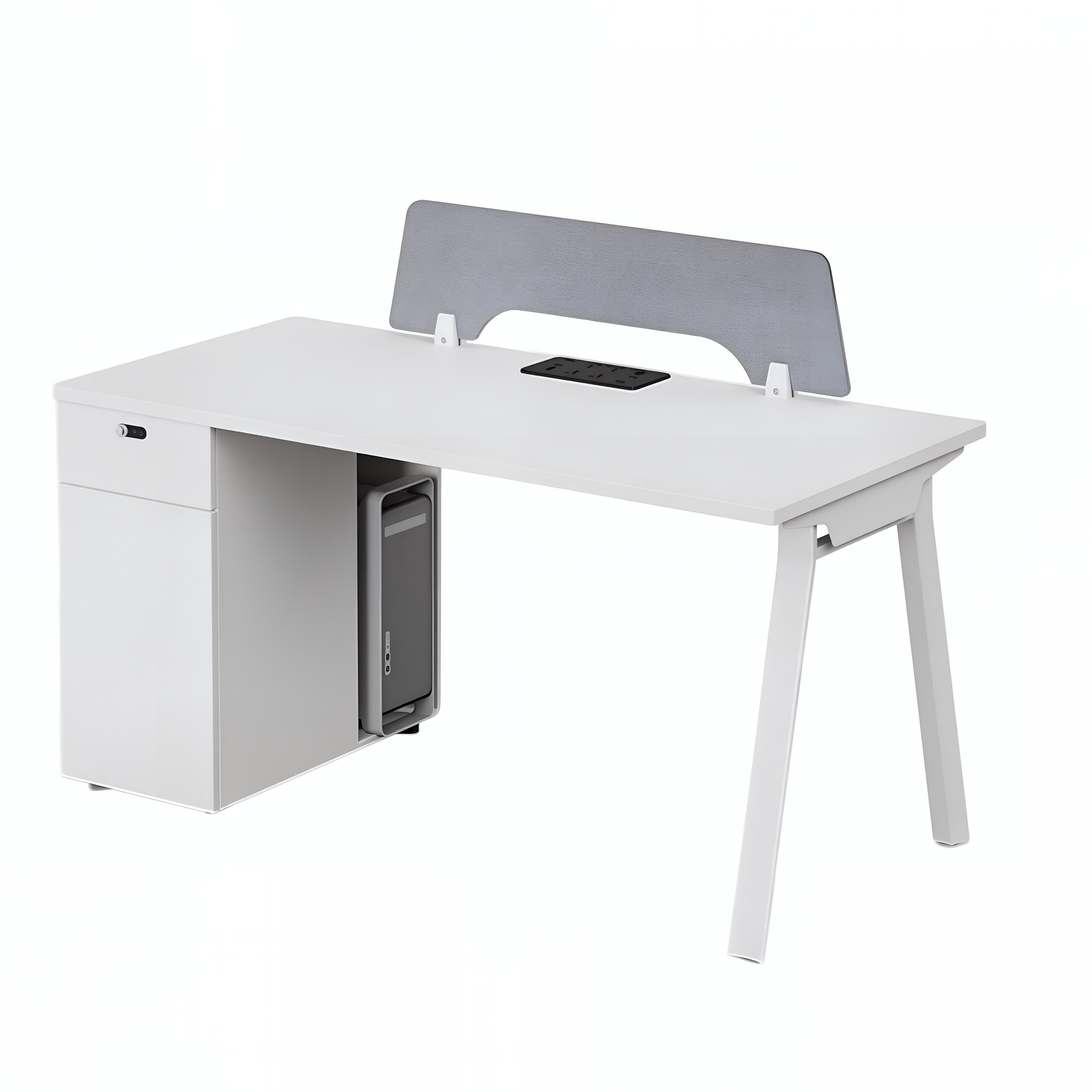 Minimalist Bench Workstation with Screen Panels