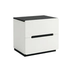 Minimalist Rounded Bedside Table with Concealed Pull Handles and Drawer Storage