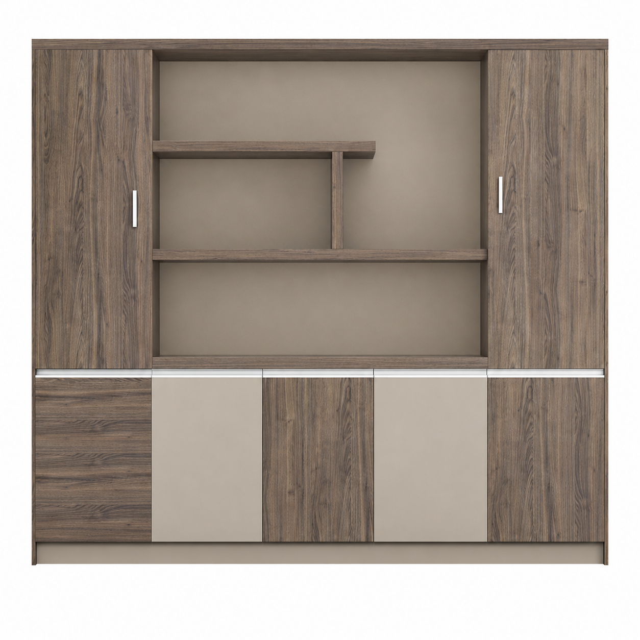 Contemporary Executive Office Storage Cabinet with Display Shelving