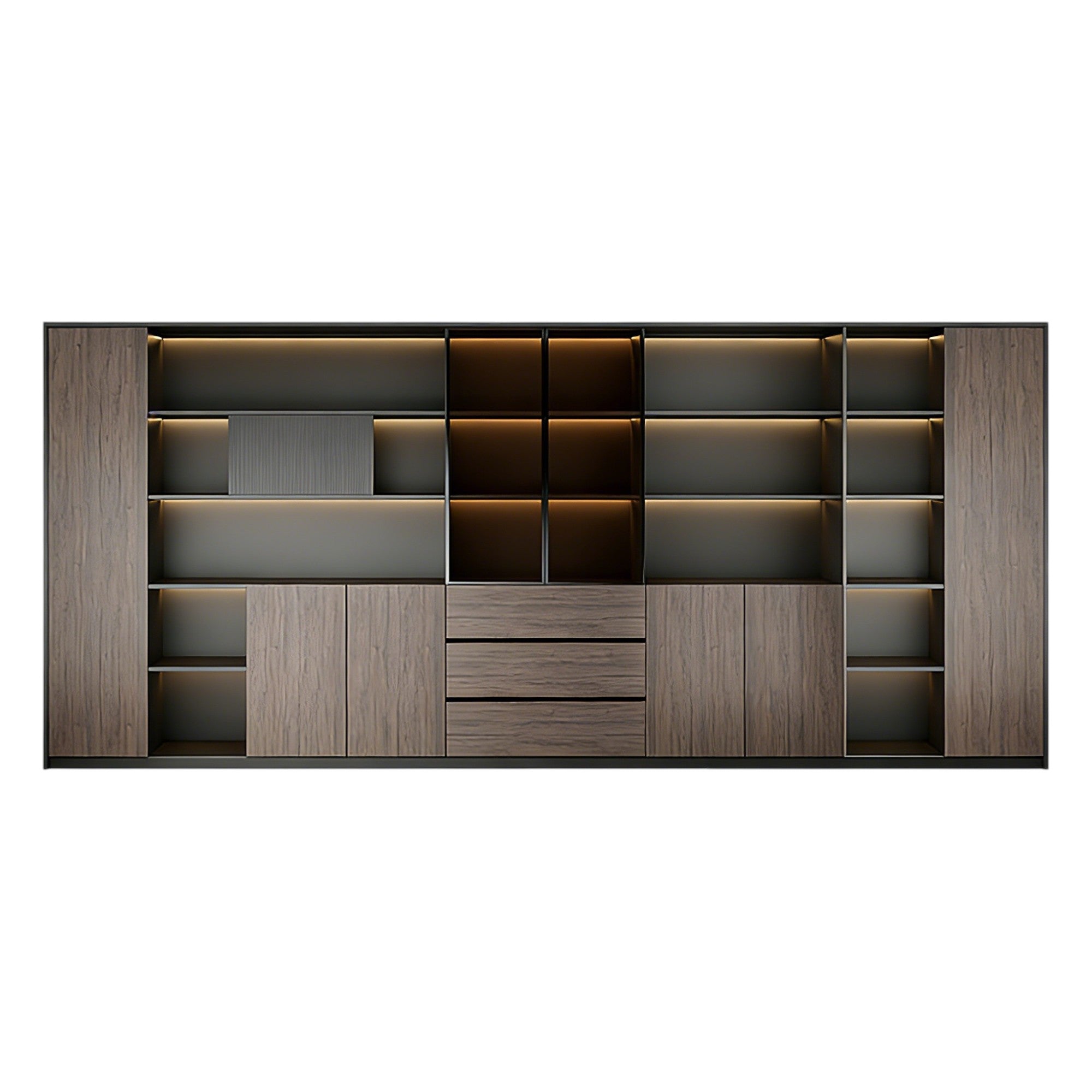 Premium Executive Storage Cabinet with Open Display Shelves