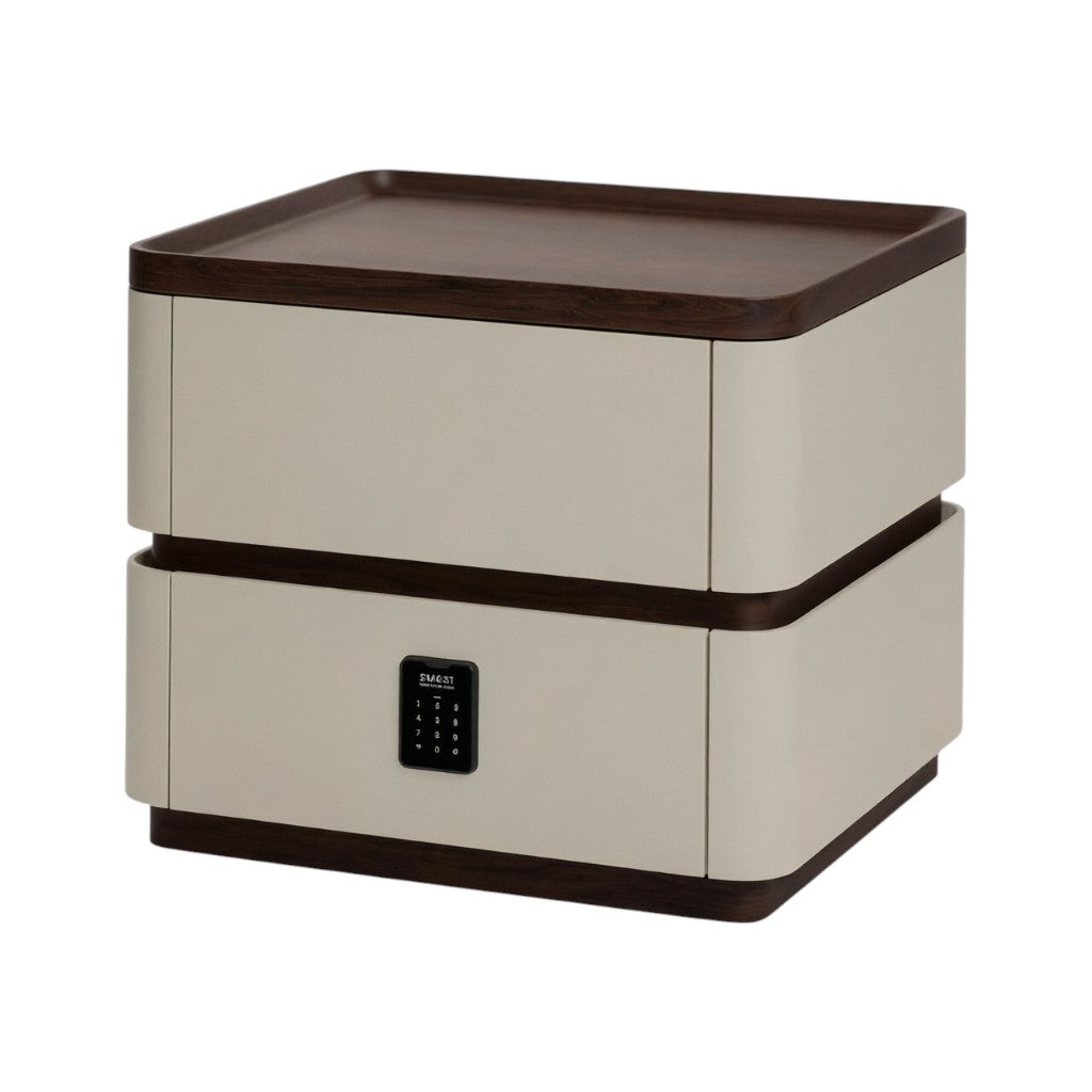 Modern Bedside Table with 2 Drawers and Rounded Edges