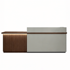 LED Reception Desk with Timber Return and Signage Panel