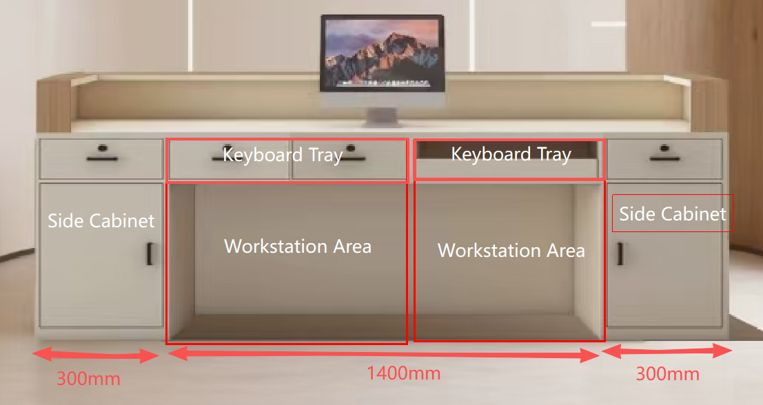 Custom Modification Fee – 2000 mm Two-Person Desk Layout