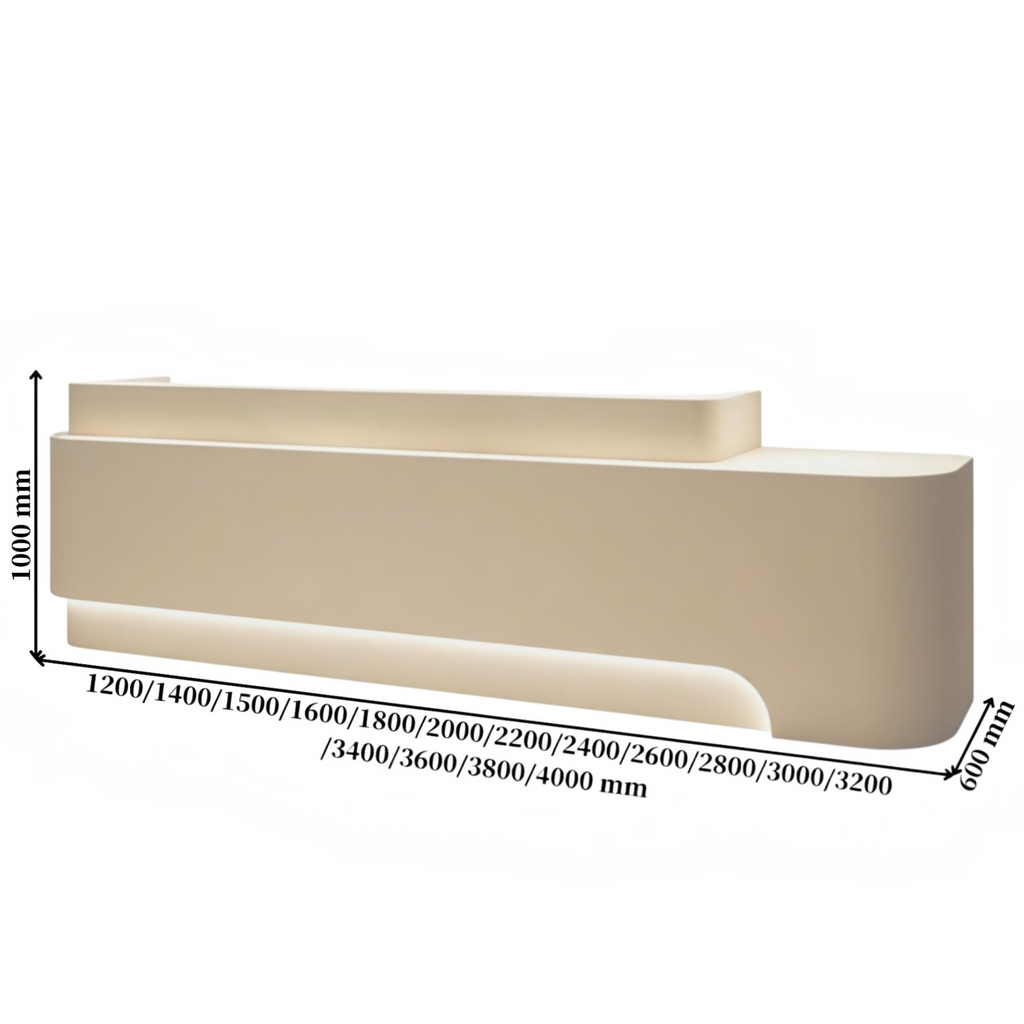 Curved Commercial Reception Desk with LED Detail
