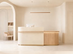 Soft-Tone Timber Reception Counter for Beauty and Wellness