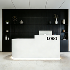 Minimalist L-Shaped Reception Desk with LED Plinth