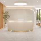 Modern Curved Reception Desk with LED Accent