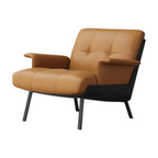 Modern Lounge Armchair with Upholstered Cushion and Solid Wood Frame for Reception Areas