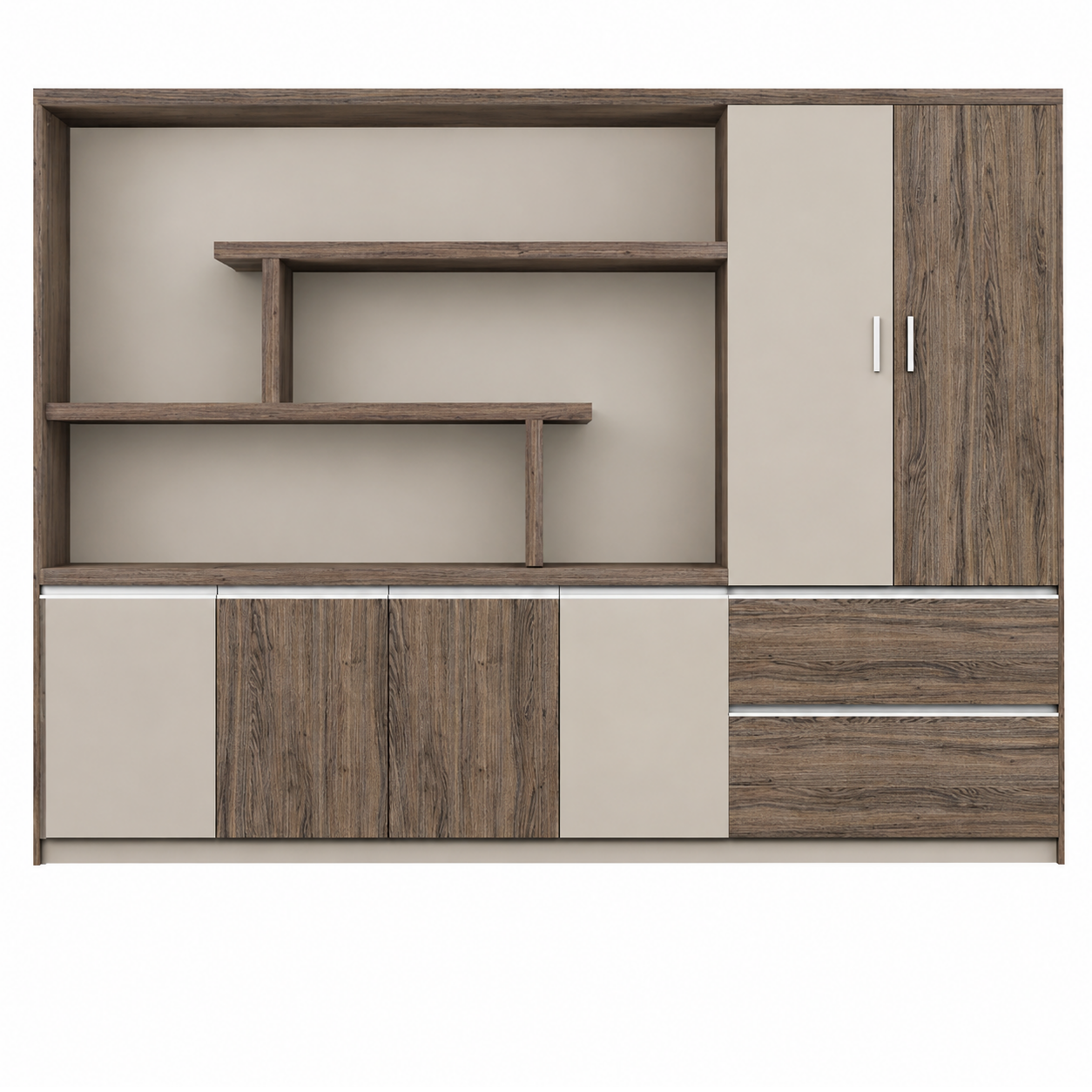 Contemporary Executive Office Storage Cabinet with Display Shelving