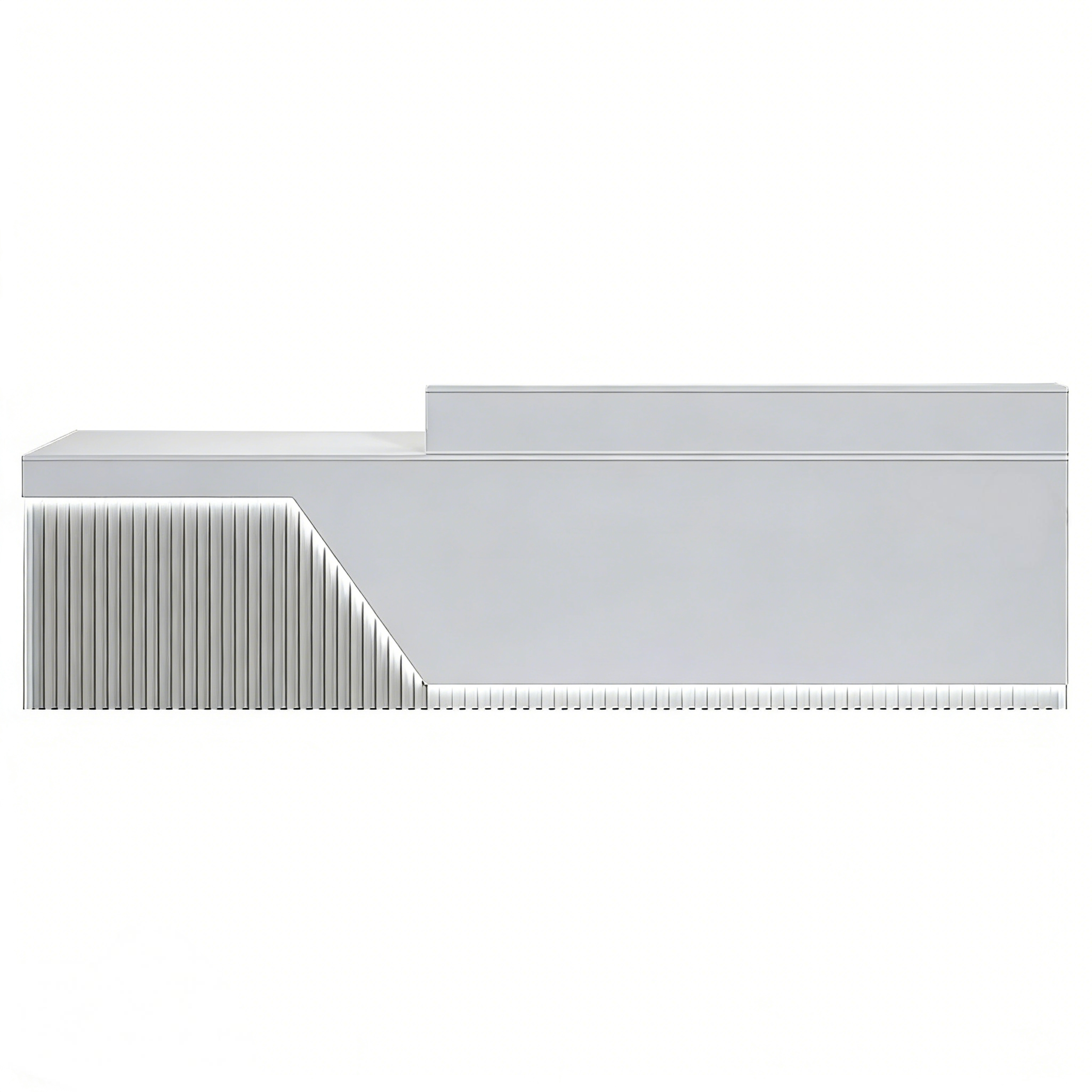 Modern White LED Reception Counter with Fluted Front Panel
