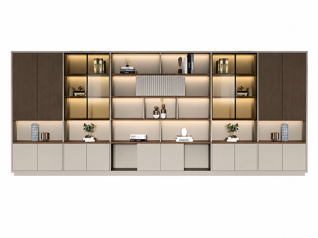 Modern Open-Shelved Executive Storage Cabinet