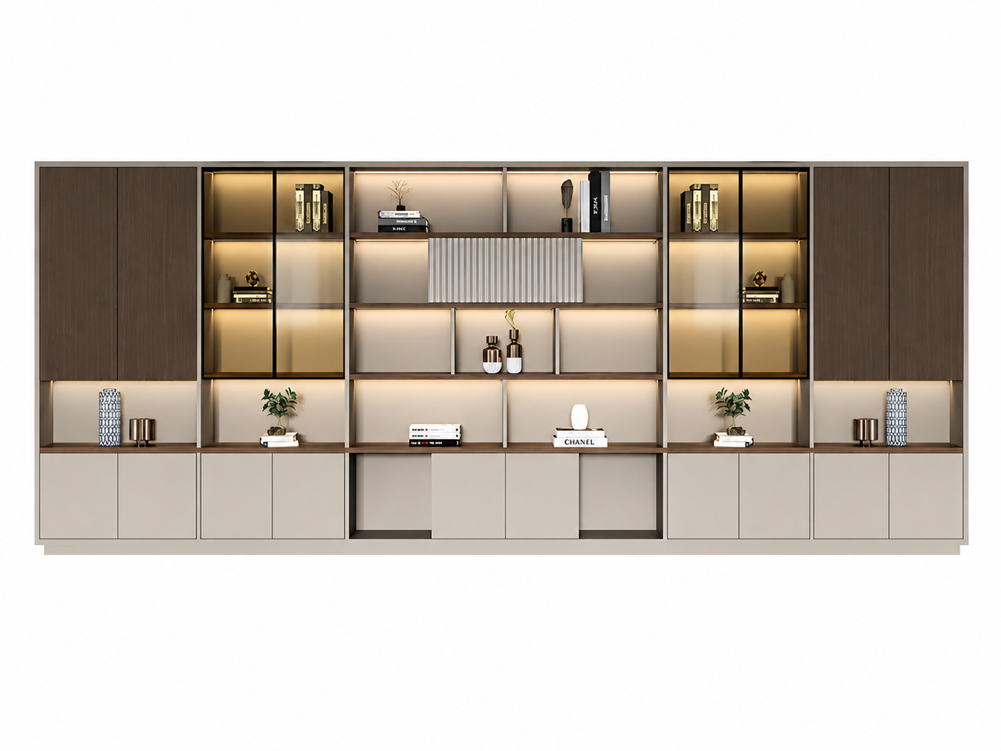 Modern Open-Shelved Executive Storage Cabinet