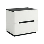 Minimalist Rounded Bedside Table with Concealed Pull Handles and Drawer Storage