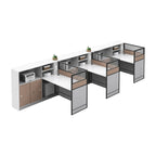 Office Workstation Desk with Privacy Panels and Integrated Storage