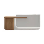 Modern Curved Reception Desk with Return Counter and Timber-Look Side Panel
