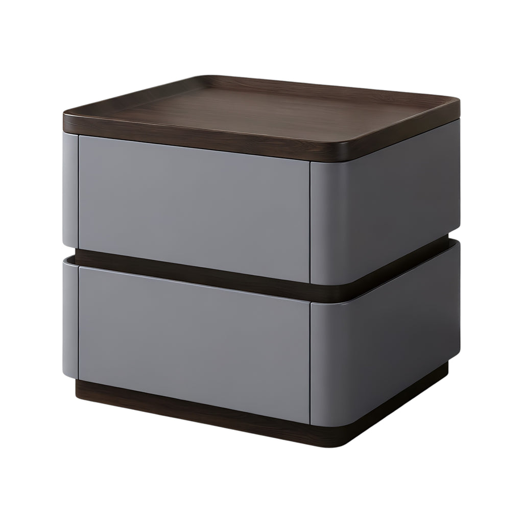 Modern Bedside Table with 2 Drawers and Rounded Edges