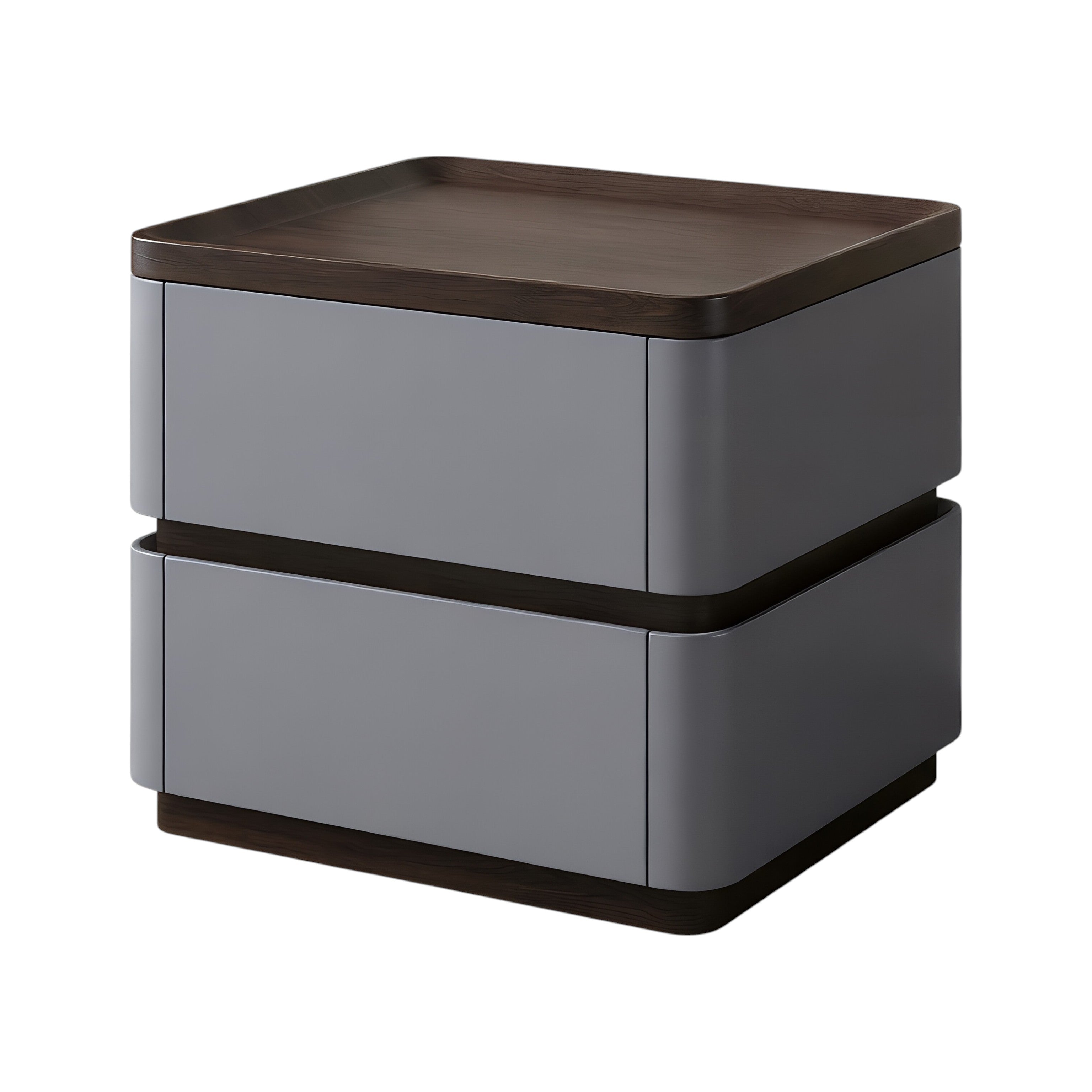 Modern Bedside Table with 2 Drawers and Rounded Edges