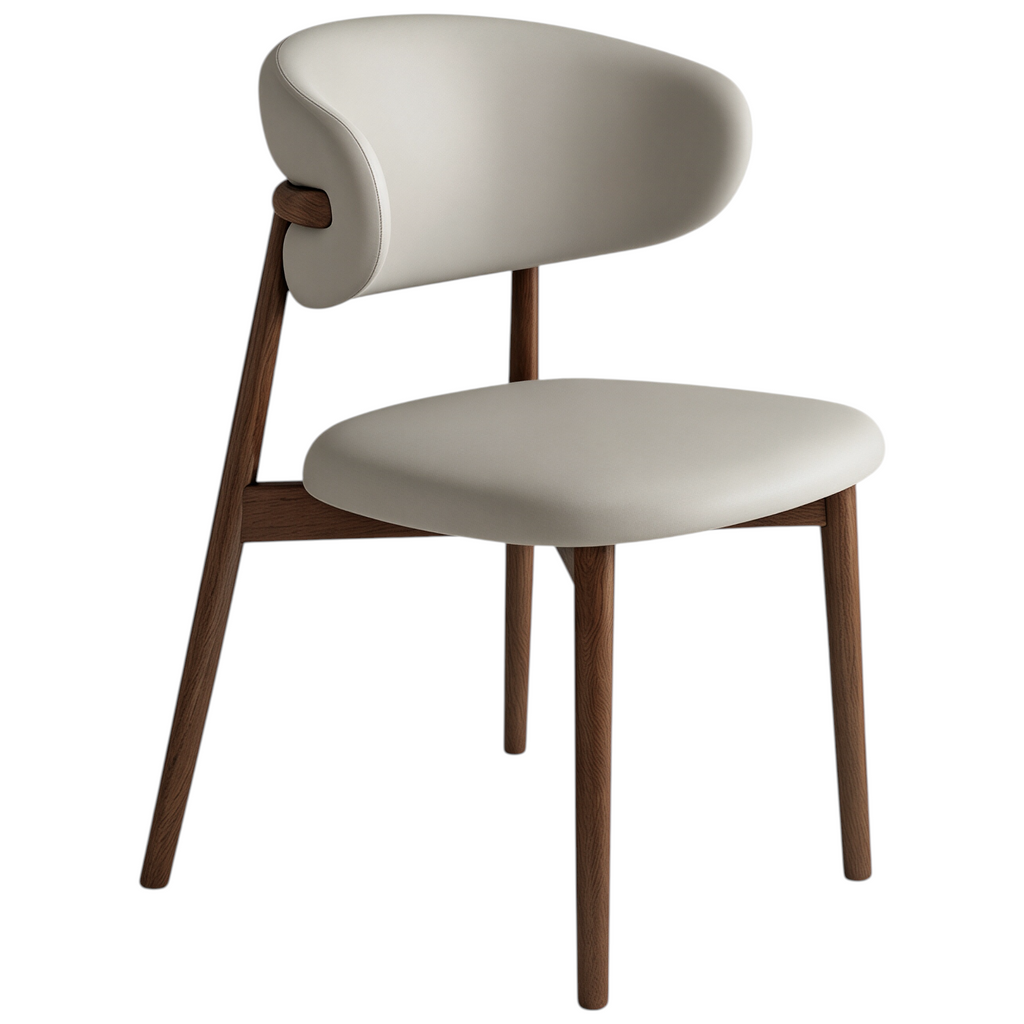 Modern Upholstered Home Chair with Curved Backrest and Solid timber Legs