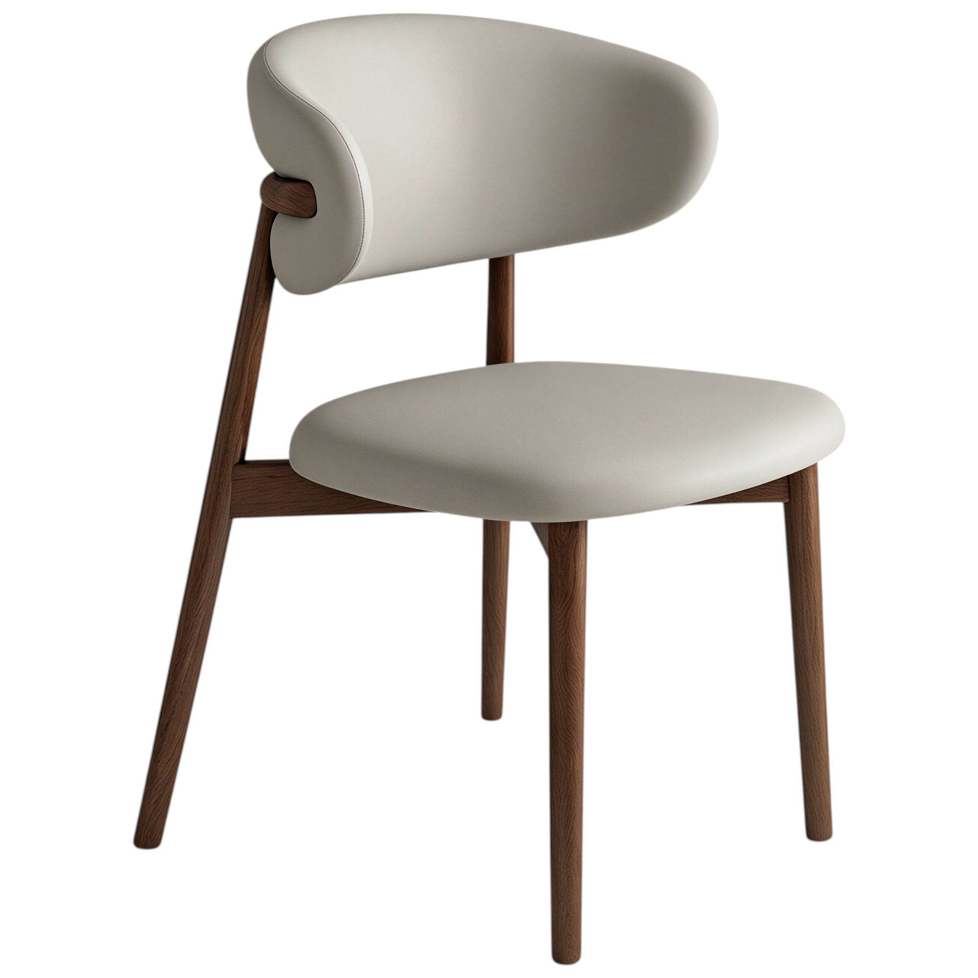 Modern Upholstered Home Chair with Curved Backrest and Solid timber Legs