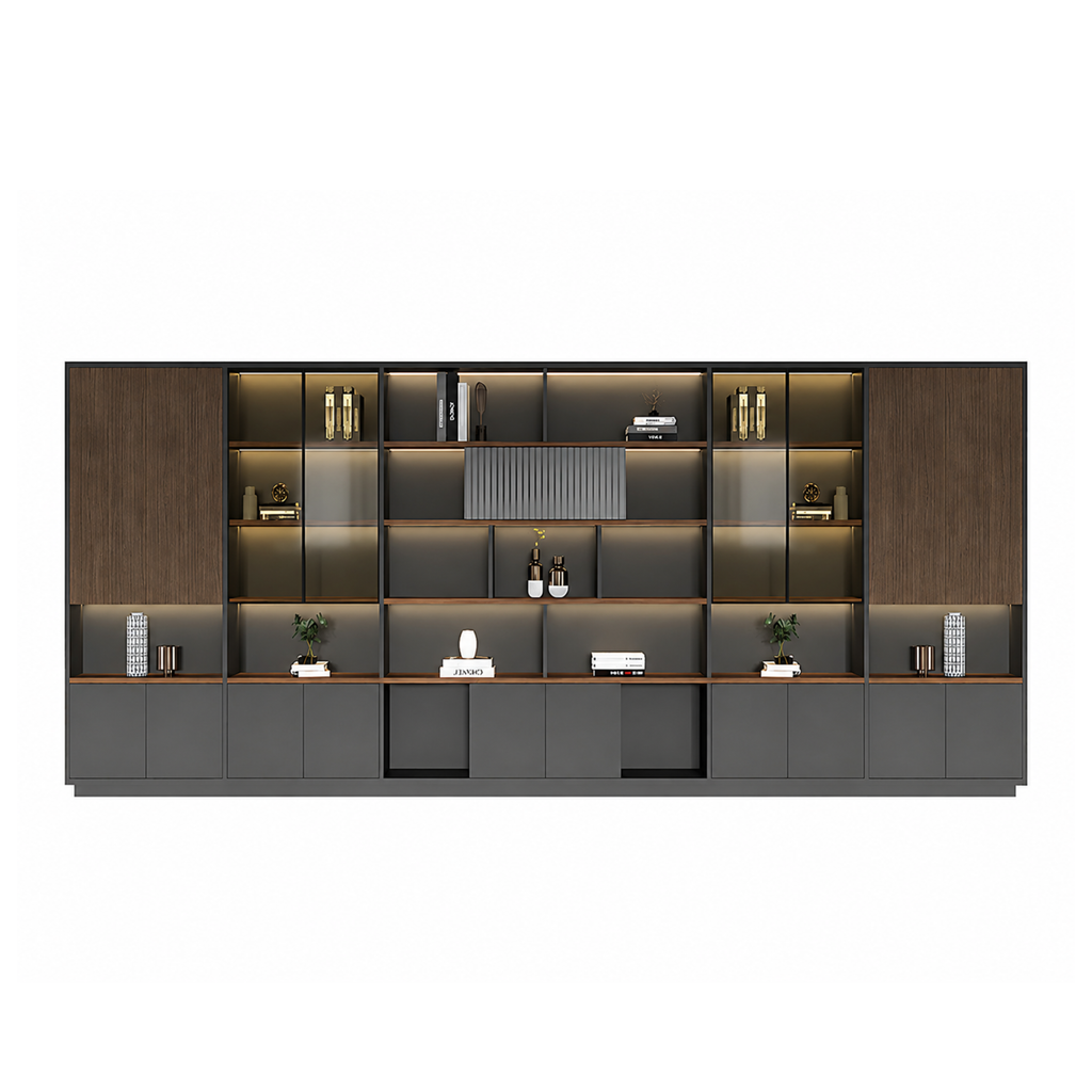 Modern Open-Shelved Executive Storage Cabinet
