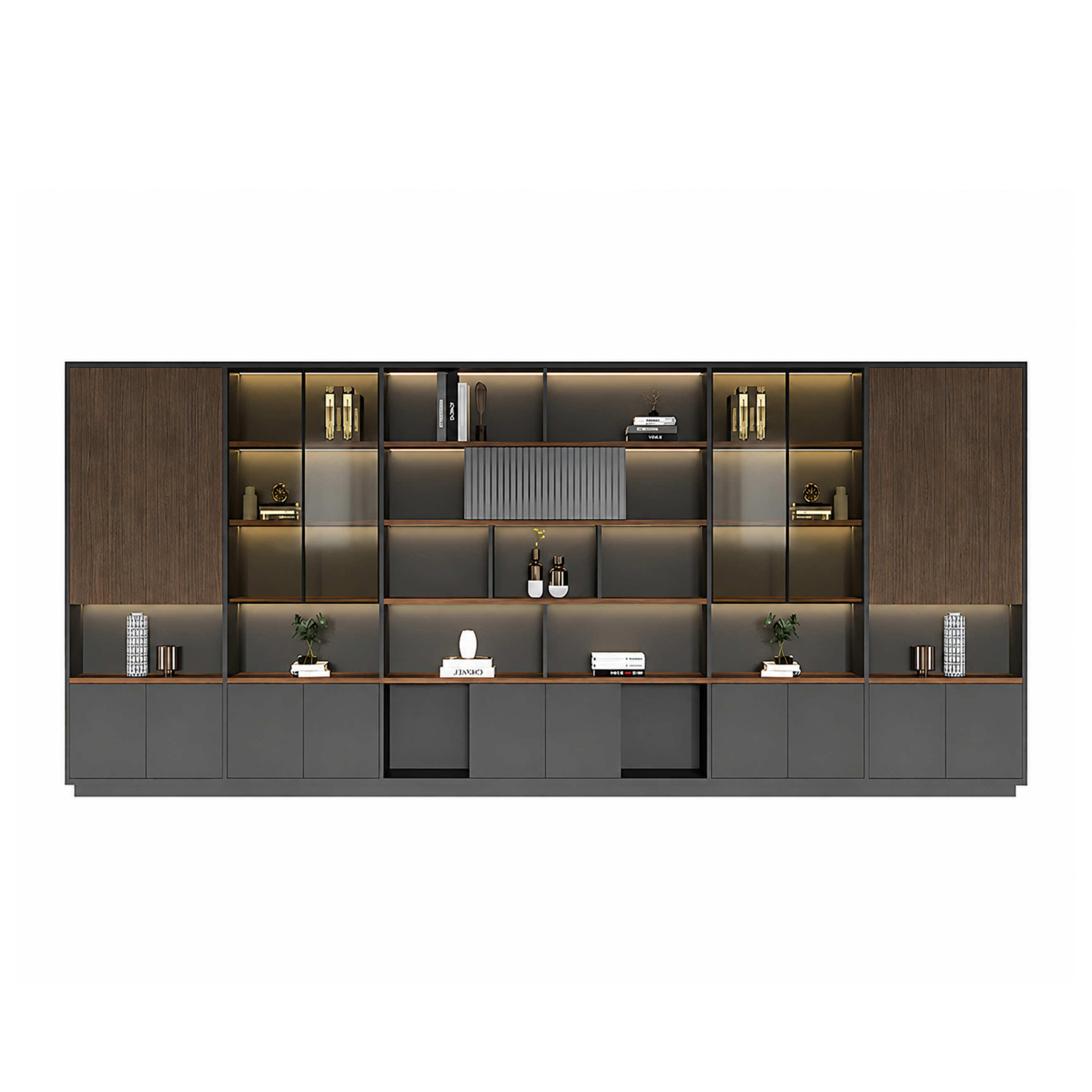 Modern Open-Shelved Executive Storage Cabinet
