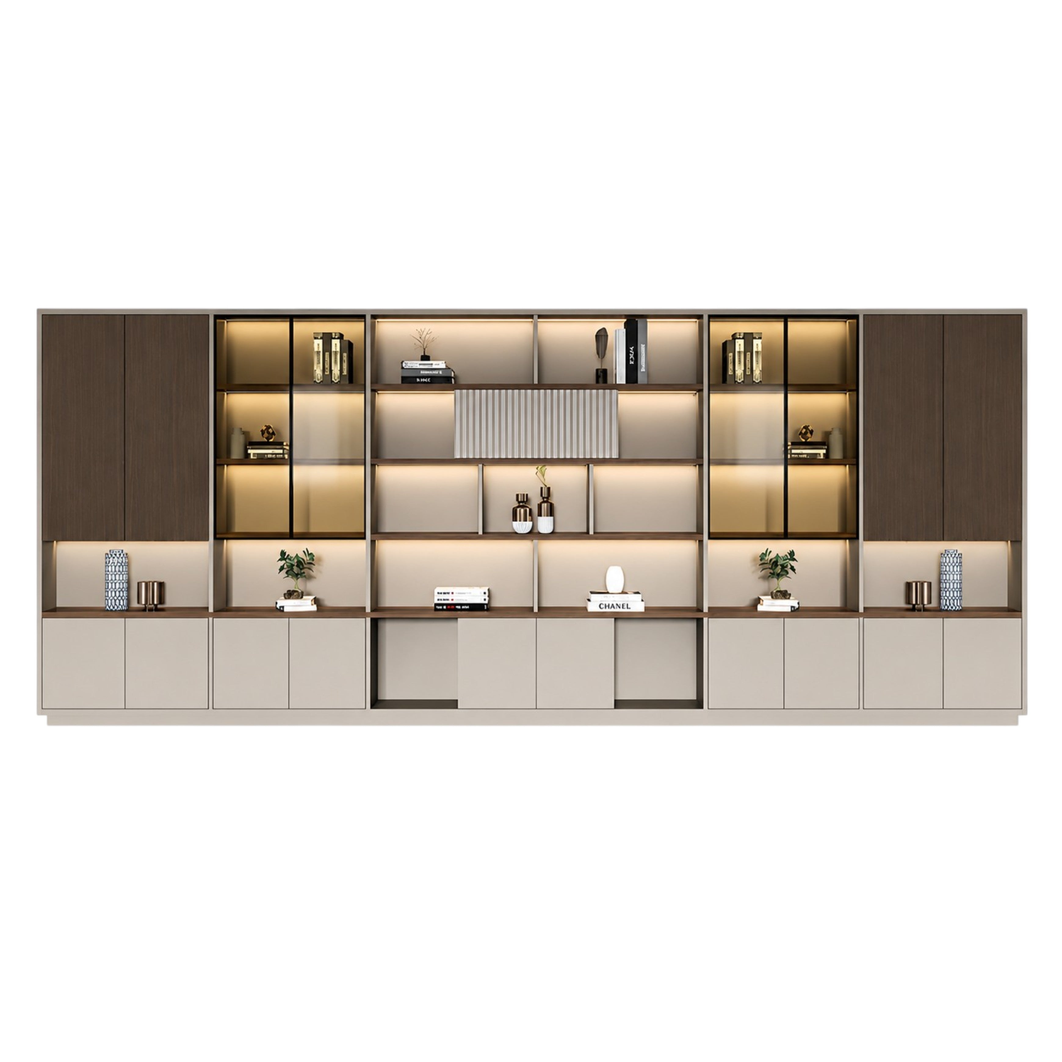 Modern Open-Shelved Executive Storage Cabinet