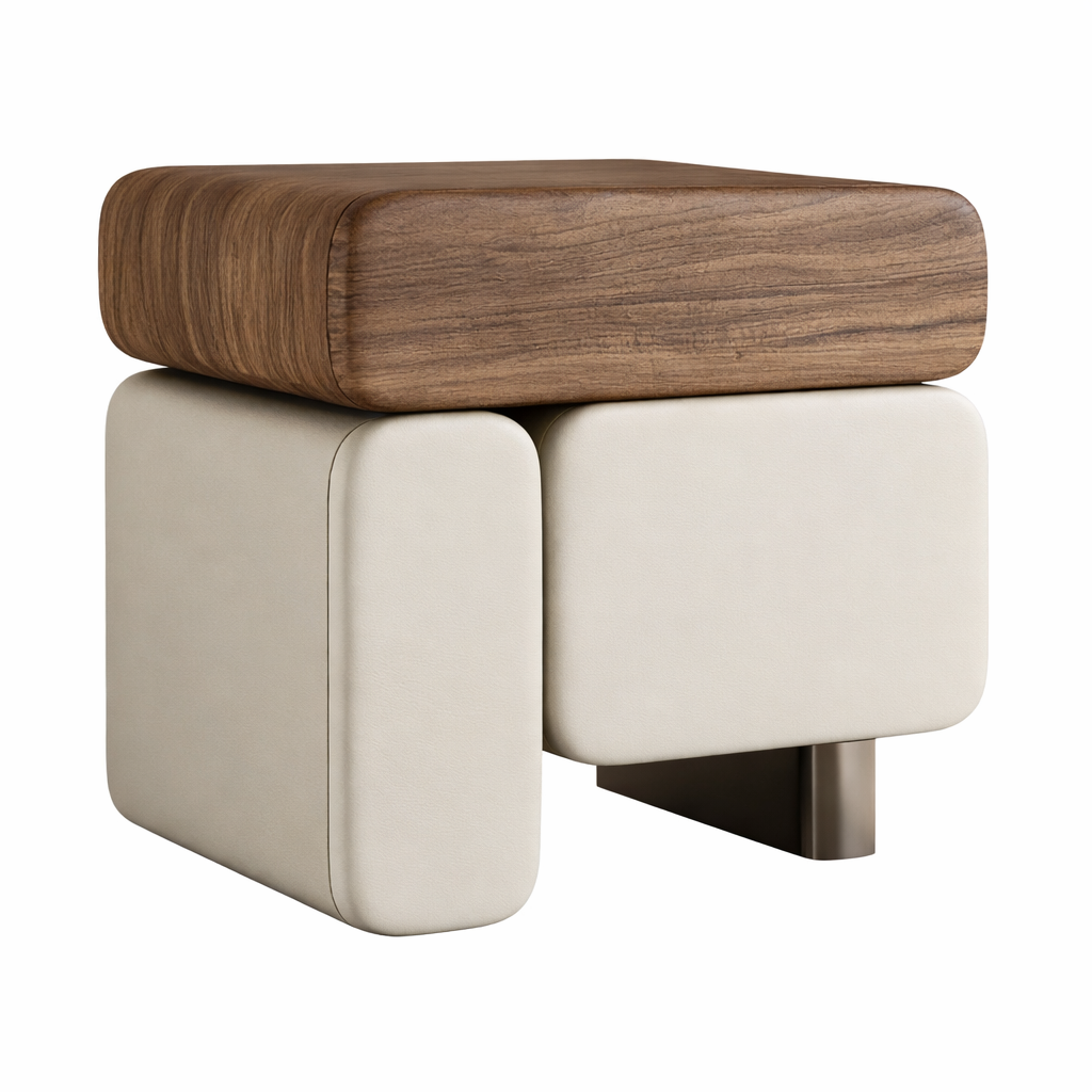 Designer Bedside Table in Walnut Look
