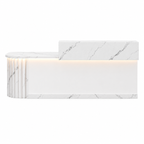 Modern Curved Reception Desk with LED Lighting and Storage Counter