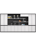 Contemporary Open-Style Storage Cabinet with White Wood Grain Finish