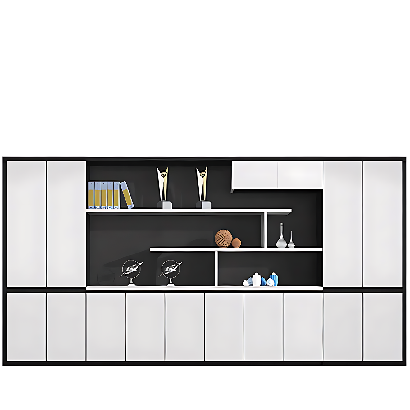 Contemporary Open-Style Storage Cabinet with White Wood Grain Finish