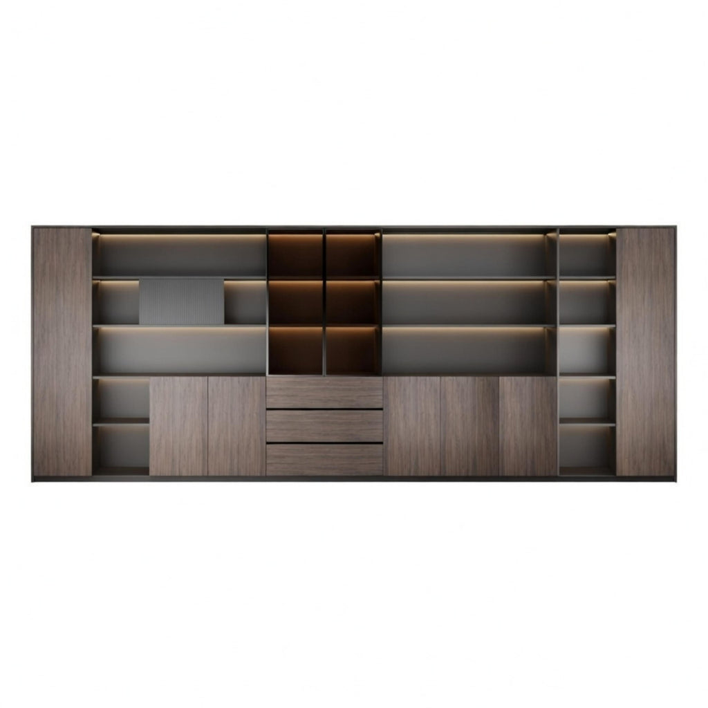 Premium Executive Storage Cabinet with Open Display Shelves
