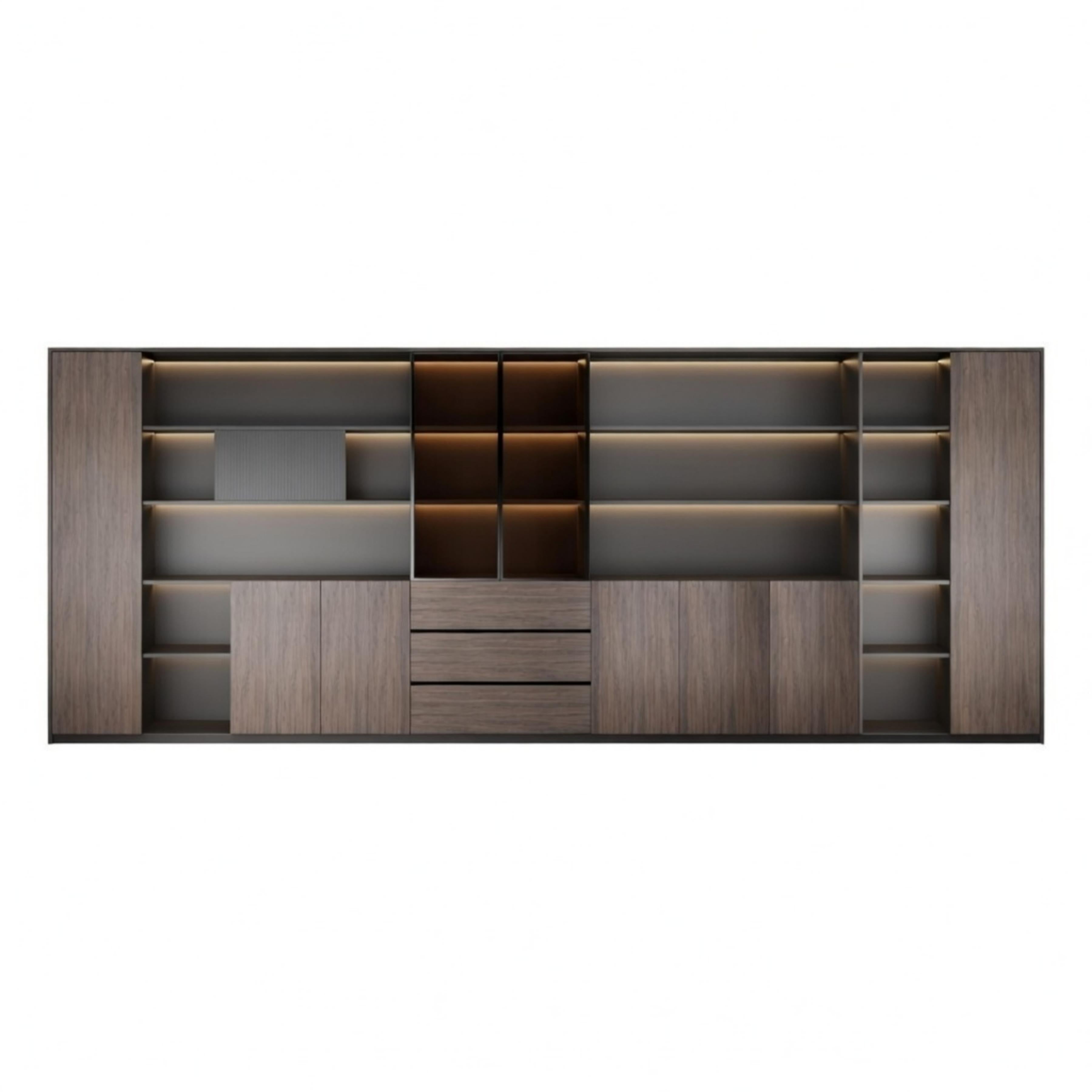 Premium Executive Storage Cabinet with Open Display Shelves