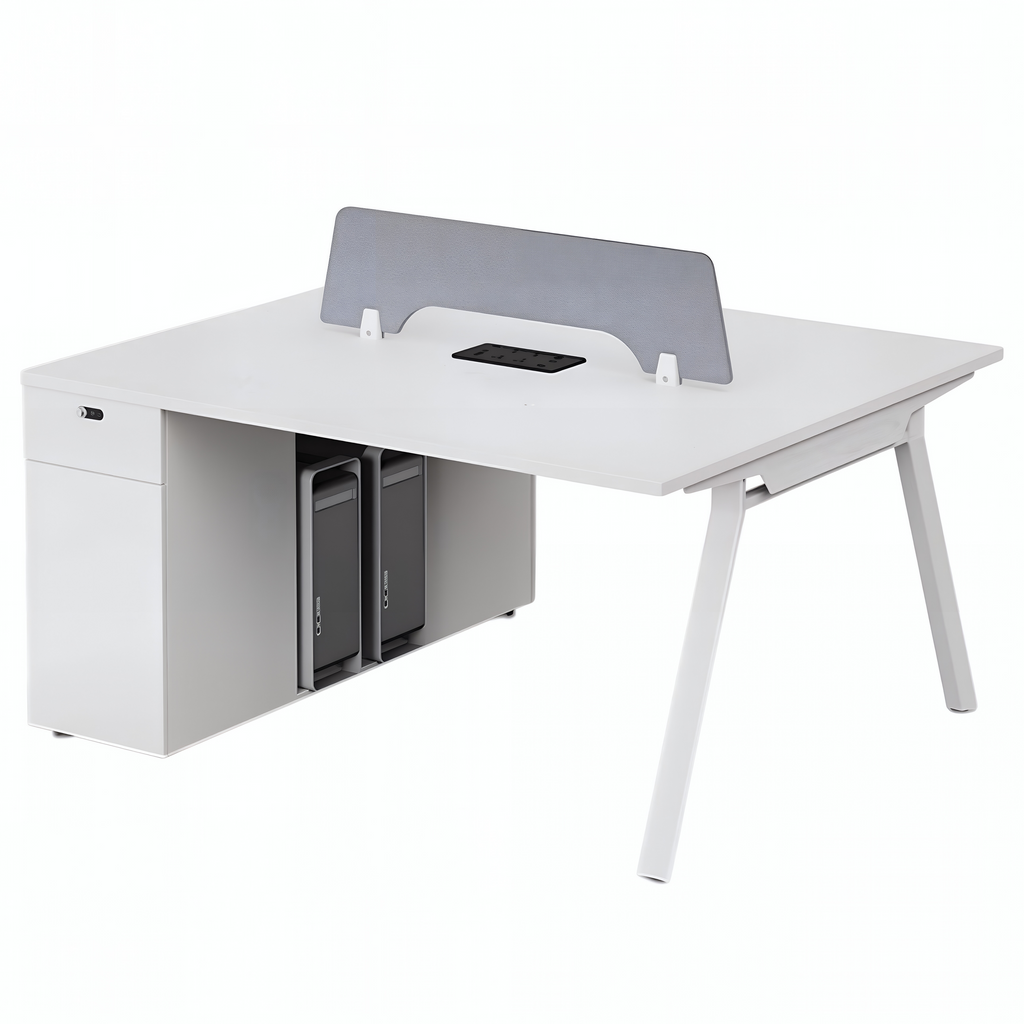 Minimalist Bench Workstation with Screen Panels