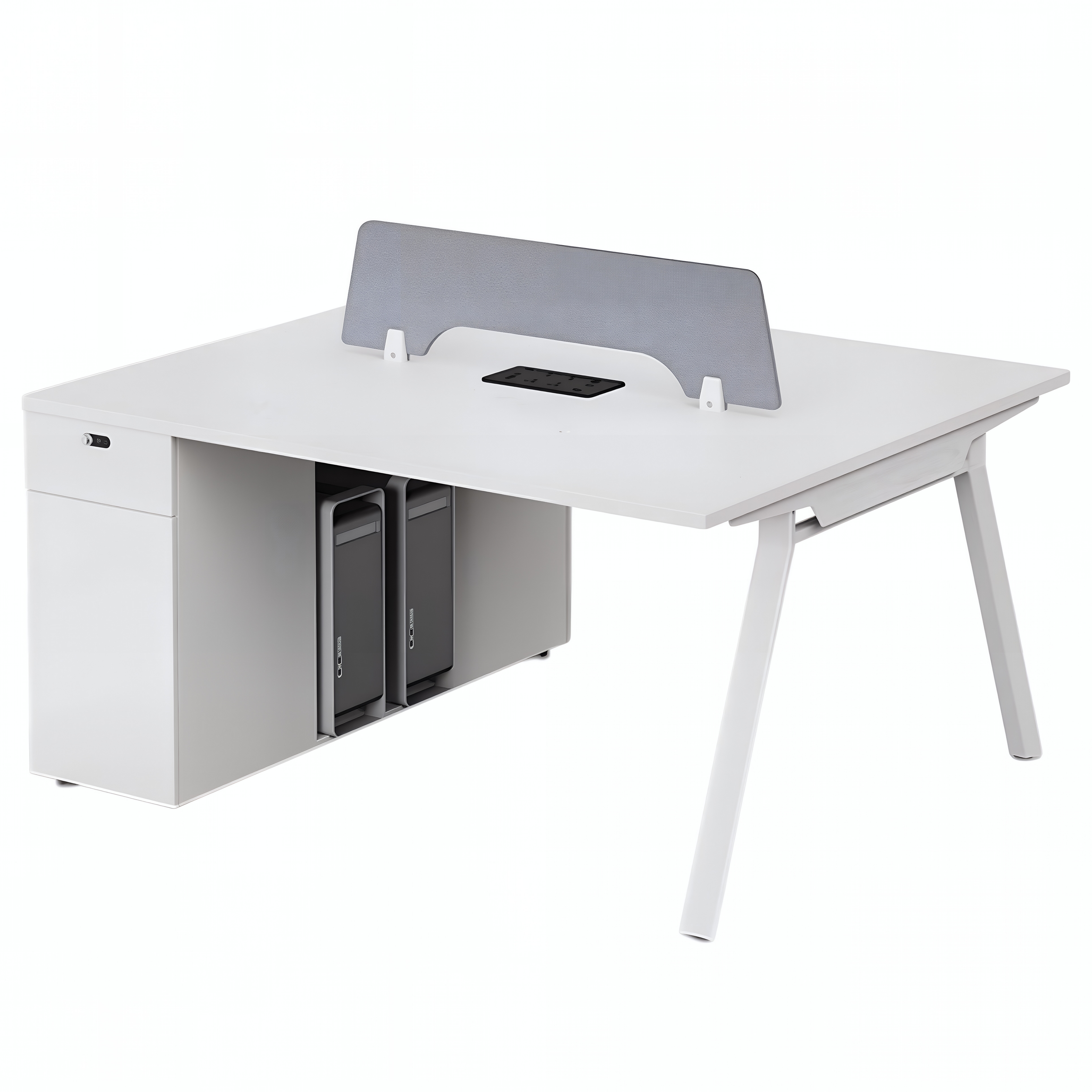 Minimalist Bench Workstation with Screen Panels
