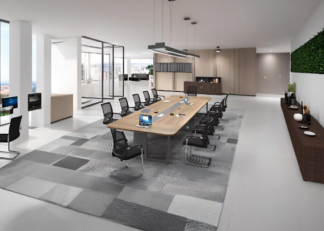 Oak-Finished Commercial-Grade Meeting Table