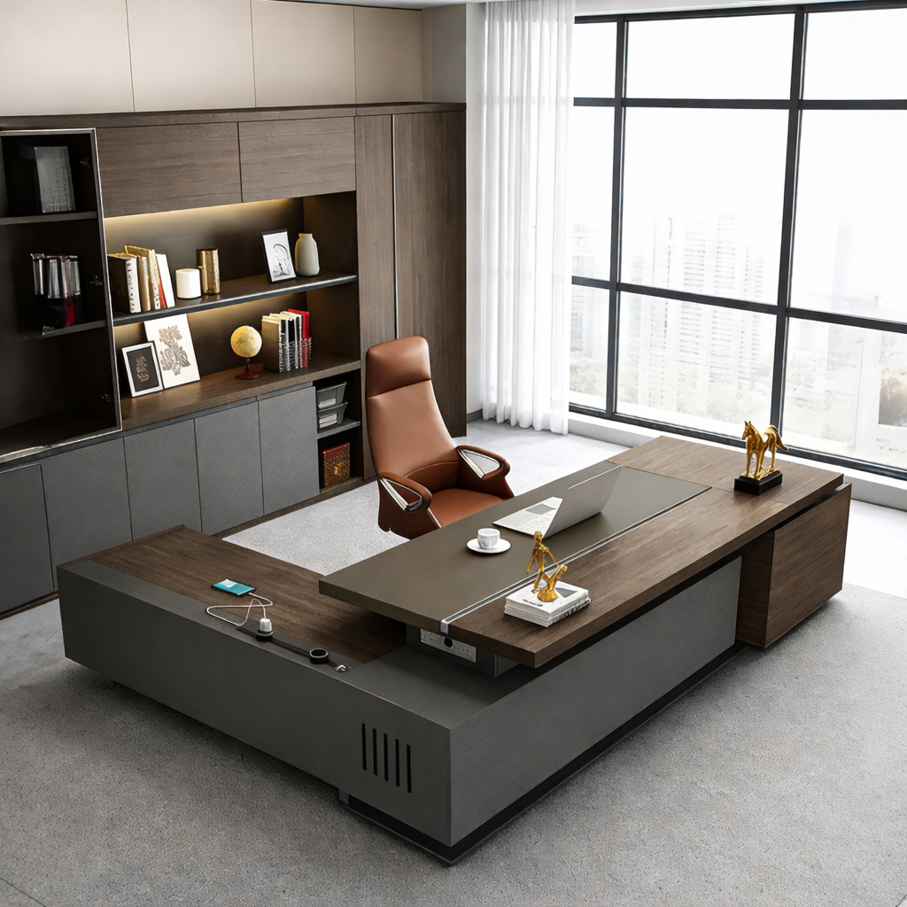 Director Office Desk with Return Storage and Modesty Panel