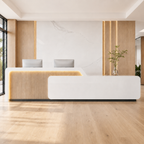 Curved White and Oak LED Reception Counter